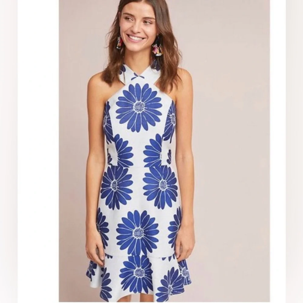 Hutch Floral Blue and White Halter Dress - Picture 1 of 3